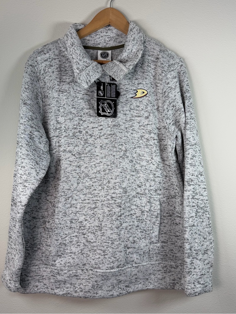 NEW Official Anaheim Mighty Ducks NHL Women's Fleece Sweat Jacket Gray Sz Large